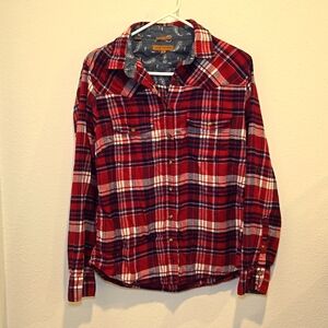 Jach's Girlfriend Plaid Flannel Shirt Size Small Comfort Stretch Size Small